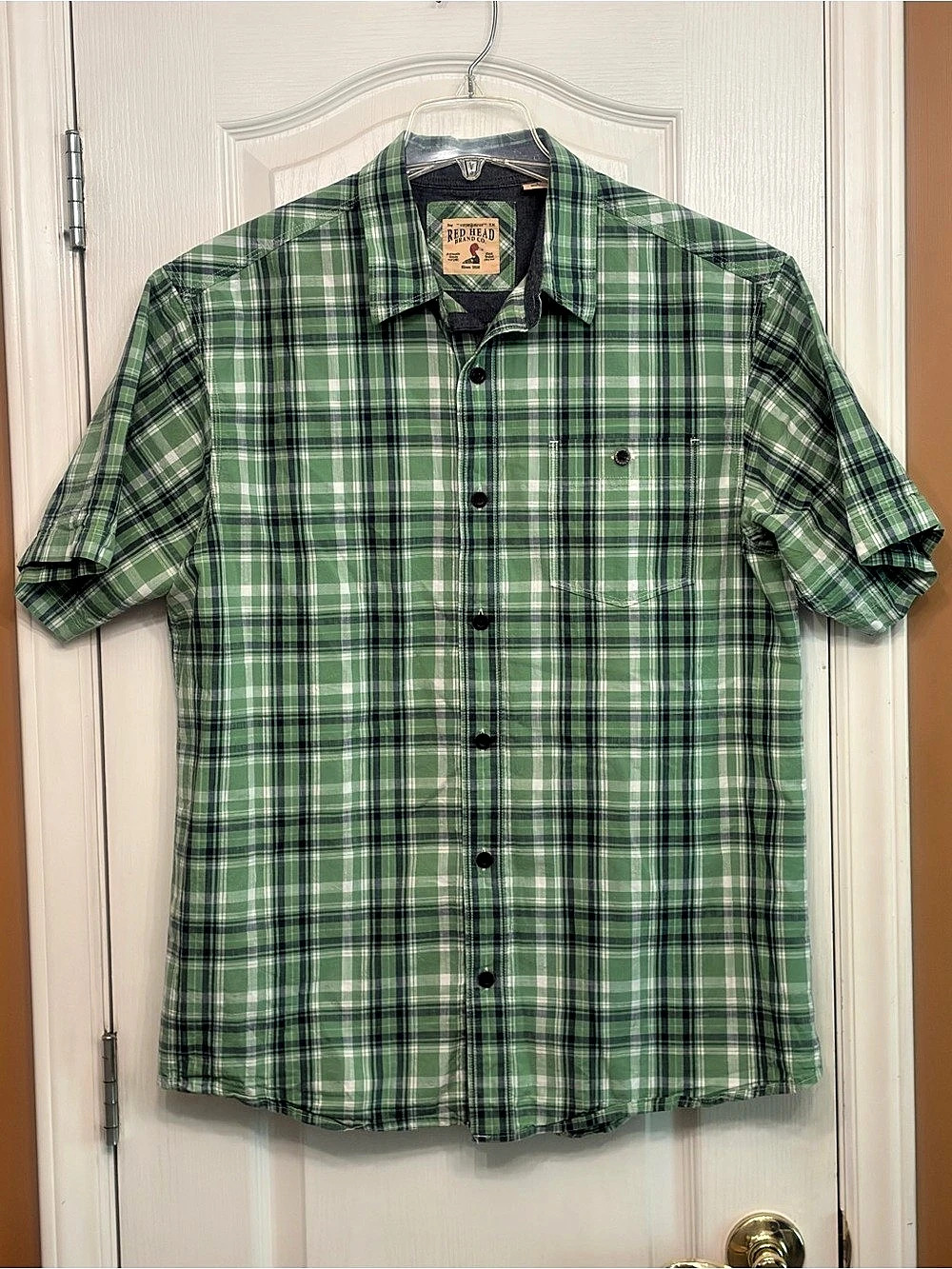 Vintage Moss & Pine Plaid Button-Down | Red Head Brand Co. Forest Core Short (L)